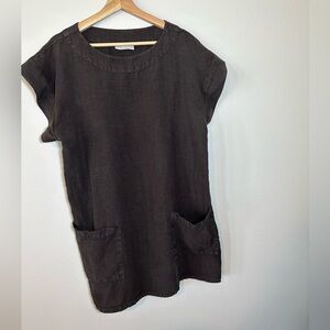 bryn walker- black tunic top/dress with front pockets size M